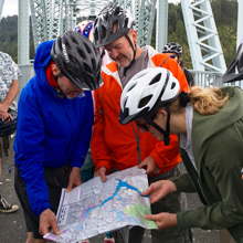 cyclists with map