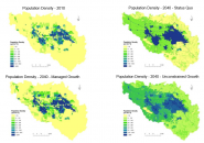 Figure 1: Alternative scenarios of population density in the Boise metropolitan area.