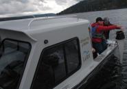 LaSES researchers collecting zooplankton at Coeur d'Alene Lake. Photo: Frank Wilhelm, LaSES. 